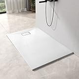 EMKE Duschwanne 120x90 cm Duschtasse Flach Anti-Rutsch SMC Duschwanne Zuschneidbar, Duschwannen Weiß Duschtassen