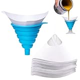 IENHDK 100 Stück Lackfilter,Lacksieb,Resin Filter,Farbsieb,Lacksiebe Mit 1 Stück Silikon Filter,Geeignet Für Autolackierung, Kunstlackierung, Speiseölfilter Mit Konischem Silikon-Trichterfilter