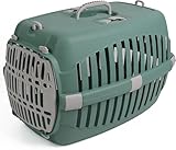 PRADICHI Katzentrage Transportbox - Tragbarer Reisekäfig für Katzen, kleine Hunde, Welpen & Kätzchen - Sichere Tragebox mit doppeltem Zugang & Belüftung (Grün/Weiß)