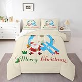 Homemissing Anfangsbuchstabe Q Steppbett Personalisierte Weihnachten Bettdecke 155x220cm für Jungen Mädchen Süße Weihnachtsmann Winter Sommer Bettdecke Schlafzimmer Dekor 2Stück