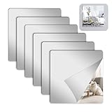 Megcdtr Klebespiegel Selbstklebend, 6 Stück Spiegelfolie Wandspiegel, 20 X 20 cm Flexibler Spiegelfolie für DIY Hause Badezimmer Wanddekoration