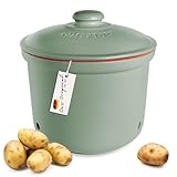 Römertopf Frische-Topf MAXI PLUS 5,5 Liter - Kartoffeltopf Keramik - Atmungsaktiver Ton hält Gemüse länger Frisch - Ideale Luftzirkulation - Grün