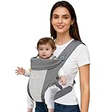 Mumgaroo Babytrage, Babytragen von Neugeborenen bis Kleinkind, 4 in 1 Air Mesh & Seide Baumwolle Kleinkindtrage, Sowohl Babytragetuch & Vorne und Hinten Verstellbar Babytragetuch 3-15kg (Grau)