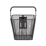 Fahrradkorb vorne – Gepäckträger mit Schnellverschluss 24,5 x 22 cm, Gepäckträger aus Eisengitter, wetterfeste Halterung mit Tragegriff für den Transport von Gütern | Zugang