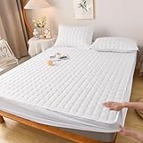 KLUOT Gesteppter wasserdichter Matratzenbezug 120 x 200 + 30 cm mit Kissenbezug Hautsympathisch bettlaken verstellbar Super Wasserundurchlässiger Matratzen-Schutz Nässeschutz Spannbetttücher