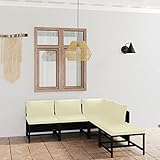 WRJENFSC Lounge-Set für den Pool Veranda-Möbel-Sets Lounge Möbel Outdoor 5-TLG. Garten-Lounge-Set mit Kissen Poly Rattan Schwarz Geeignet für Patio, Outdoor, Balkon, Veranda
