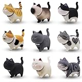 KARLOR Mini Kätzchen Figuren, 9 PCS Katzen Figuren Deko, Statue Katzen Deko Realistisch Katzen Ornamente schwarz grau orange weiße Kätzen Miniatur Tierornamente Tier Tisch Auto Desktop Büro deko