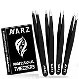 NARZ Pinzetten Professionelle Augenbrauen pinzette, 4-teiliges Edelstahl-Präzisionspinzettenset für Augenbrauenpinzette für die Gesichtshaare, zum Frauen und Männ Zupfen von Augenbrauen,