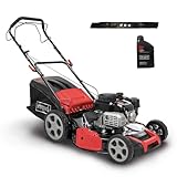 Scheppach MS180-51 Benzin Rasenmäher mit Radantrieb | 5,4 PS | 51cm Schnittbreite | 65L Korb | 8-Fach Verstellung | Mulchfunktion | Seitenauswurf | Reinigungsfunktion | inkl. Motoröl & Ersatzmesser