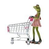 3. Künstlerische Frosch-Statue mit kleinem Einkaufswagen, Kunstharz, Heimdekoration, Bücherregal, Akzent, Einweihungsfeier, Miniaturfrösche, Modellgeschenk