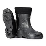 CLIMBR Ultraleichte gefütterte Gummistiefel Herren EVA Thermo 40-49 warme Kurzschaft Winter Arbeitsstiefel mit Futter (Schwarz, 46)