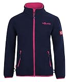 Trollkids Mädchen Oppdal XT Fleece Jacke, Marineblau/Magenta, Größe 140