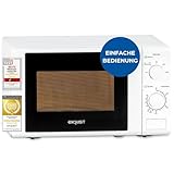 Exquisit Mikrowelle 20L, 700 Watt, Einfache Bedienung, 25,5cm Drehteller, 5 Leistungsstufen, Timer, Auftaufunktion, 2 Drehregler, MW 802 weiss