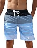 iCKER Herren Shorts Badehose Badeshorts Strand Shorts Beach Shorts Board Shorts Schnelltrocknend für Sommer,Blau-S4,L