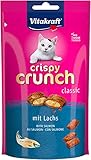 Vitakraft Crispy Crunch, knusprige Snackkissen gefüllt mit Lachs, Katzensnack, ohne Zusatz von Zucker (1x 60g)