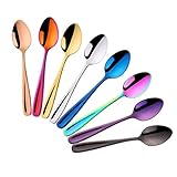 SBOMHS Teelöffel bunt Kaffeelöffel 13,5 cm kleine Löffel aus Edelstahl 18/10 Espressolöffel 8 stück Dessertlöffel mini Teaspoons Metall Mokkalöffel