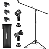 CAHAYA 2 in 1 Dual-Use Mikrofonständer boden Mikrofonstativ mit drei Mikrofonkabelclips für Gesang, Bühne, Konferenz und Vortrag, erweiterter Mikrofonständer CY0311