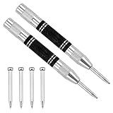 Automatischer Körner 2 PCS Pack, Robuster Federbelasteter Automatik Körner mit Vier Ersatzspitzen, Hochleistungs Gefederter Körner, Ganzmetalldesign Federkörner für Metall Holz Glas Dünne Stahlblech