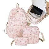 Yhsioaklo Rucksacktasche für Damen | Eleganter Damenrucksack mit Designschlaufen | Easy Spacious niedlich für Freizeitreisen, Wochenendschule am Wochenende, Pink, Consulte la descripción