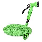 Navaris Flexibler Gartenschlauch 5-15m - mit 7 Funktionen Brause und Schnelladaptern - Wasserschlauch flexibel dehnbar - Wasser Garten Schlauch