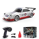 Stylomira Mini-RC-Driftwagen im Maßstab 1:43, 2,4 GHz, Allradantrieb, vollproportionale Steuerung, Karosserie aus Aluminium, elektrischer Rennwagen mit Beleuchtung für Hobbyisten