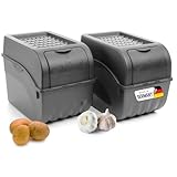 Novaliv Kartoffel Aufbewahrungsbox | 2x groß 9L | ANTHRAZIT GRAU | Zwiebelbox | Gemüsebox stapelbar Kartoffelbox Zwiebel Aufbewahrung Kartoffelkorb Obstbehälter Kartoffelkiste Frischhaltedose