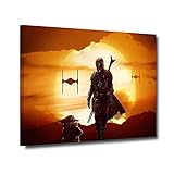 ZHONGYUTONG Mandalorian und Yoda Wandbilder Gerahmte Leinwanddrucke Poster Hausmalerei für Wohnzimmer Schlafzimmer (30x45cm)