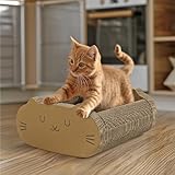 Navaris Kratzpappe für Katzen - 2-in-1 Katzenkratzbrett und Loungebett - Kratzbretter Katze - Katzen Kratzbrett - Kratzmatte Katze - Dickes Kartonmaterial - Schützt Möbel