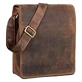 STILORD 'Lars' Vintage Umhängetasche Leder Herren Hochformat für 13,3 Zoll Tablet MacBooks und iPad Schultertasche Herrentasche Messenger Bag Echtleder, Farbe:calais - braun