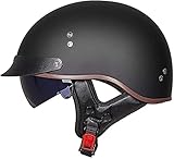 XRDSHY Halbhelm Motorradhelm Herren Damen Retro ECE Zertifizierung Motorrad Halbschale Mofa Helm Jethelm Halbschalenhelm Jet Helmet Motorcycl Chopper Scooter Helm Sturzhelm Mit Visier,B-(L/59-60CM)