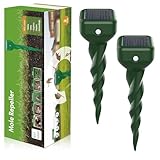 Shiptree Maulwurf Vertreiber, Wühlmausschreck Maulwurfschreck Solar für Vertreibung von Maulwürfen, Erdhörnchen, Wühlmäusen aus Gärten Gemüsegarten, Wasserdicht IP65 -Grün(2 Stück)