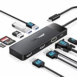Docking Station USB C Hub 3*Display- 11 in 1, (2025 Upgrade) Lemorele USB C Dock 2*HDMI Adapter 4K, 3 USB 3.0/2.0, VGA, PD 100W, Audio, SD/TF, für Windows, MacBook, Dell, HP, Lenovo,Surface