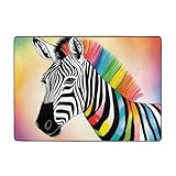 BROLEO Teppich, bunt, Regenbogen-Zebramuster, Wohnzimmer, Fußmatten, Läufer, 203,2 x 147,3 cm, weiche Haptik