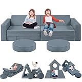 Spielsofa für Kinder, Modulares Kinder Sofa Couch, Vielseitige über 500 Frei Baubare DIY-Festungen zum Spielen,Kreativität,Schlafen, Abnehmbar Spielsofa für Kinder für Spielzimmer,Schlafzimmer Möbel