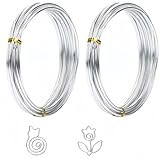 2 Rolle Basteldraht 0.8mm*10m Silber DIY Draht zum Basteln Schmuckdraht Aluminiumdraht Bindedraht Modellierdraht Draht Rostfrei für Schmuckherstellung Bastelarbeiten