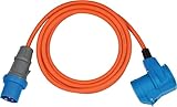 Brennenstuhl Camping CEE-Verlängerungskabel mit CEE-Stecker und Winkelkupplung inkl. Schutzkontakt-Kombisteckdose (3m Kabel in orange, 230V/16A, Einsatz im Außenbereich, Made in Germany)
