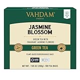 VAHDAM, Jasmintee Grüner Tee (100 Pyramide Teebeutel) Grüner Tee mit Jasminblüten | 100% natürliche Zutaten, Grüner Teebeutel
