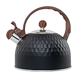 Pfeifender Teekessel, 2,5 l Edelstahl-Teekanne, halbkugelförmiger Herdplatten-Holzgriff, Gasherd, Induktionsherd, Induktionskessel für Herd, geeignet für Tee, Kaffee, Milch, Hausbar, Restaurant, Büro