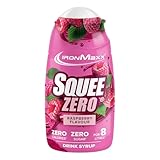 IronMaxx SqueeZero - Raspberry 65ml | Sirup, Erfrischendes Geschmackserlebnis für 8 Liter, Zuckerfrei und Kalorienfrei in 100ml verzehrfertigem Getränk