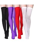Boao 4 Paare Damen Seiden Kniestrümpfe Hohe Strümpfe Nylon Kniestrümpfe für Damen Halloween Cosplay Kostüm Party Zubehör (Farbe Set 4)
