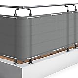 Sol Royal Balkon Sichtschutz PES SolVision PB2 90x500 cm Grau - Balkonumspannung mit Ösen & Kordel, wasserabweisend & witterungsfest - blickdichte Balkonbespannung 160 g/m² mit UV-Schutz