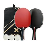 TOBBOMEY Tischtennisschläger Anti rutsch Griff Profi Holzschläger für Anfänger und Training mit Geradem und Horizontalem Griff für Indoor und Outdoor Pong Spiel