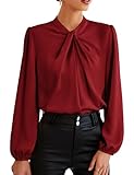 GRACE KARIN Oberteil Bowtie Bluse Damen rot Bluse Oberteil CL2199-2 XL