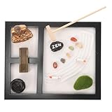 DECHOUS 1 Schachtel Zen Garten Sandkasten Dekoration Holz Buddha Statue Tischdeko Meditationsornament für Zuhause und Büro Beruhigendes Zen Garten