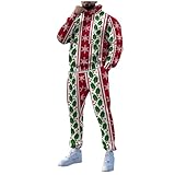 Herren Jogginganzug - Weihnachtsanzug Herren Herren-Trikots Football Club Fitness Kapuzenjacke Jogginghose Atmungsaktiv Hausanzug Schneeflocken-Druck für Gym Warm Tracksuit