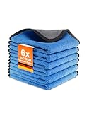 Kemes Mikrofasertücher Auto Innenraum Haushaltsreinigung Putztücher 500GSM Mircofaser Poliertuch 30x30cm (Blau, 6)