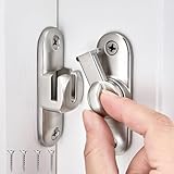GUOYOU Schiebetür Schloss,Schiebetürschloss 90/180 Grad Türriegel Riegelschloss Türverriegelung Innen Edelstahl Schloss Riegel tür mit Schrauben,für Schiebetüren Badezimmer Garten ect Silber