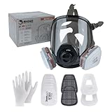 RHINO Smart Solutions Maske mit Kohlefilter, Schutz für Farbe, Gase, Staub, Partikel, Pflanzenschutzmittel, organische Dämpfe (7011D) | Wiederverwendbare Vollgesichtsmaske