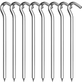 8 Stück Zeltheringe, 18cm / 7' Metall Aluminium Vorzelt Heringe Camping Erdnägel Häringe Zelt Bodenanker für Böden Silber