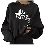 Damen-Sweatshirt, bedruckt, Kawaii, Teenager, Mädchen, Damen, Sweatshirt, Rundhalsausschnitt, Langarm, Rundhalsausschnitt, für Damen, Blusen, Pullover, Herbst, Winter, Top, N-1-le Schwarz, 42
